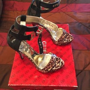 Guess Cheetah strap heel